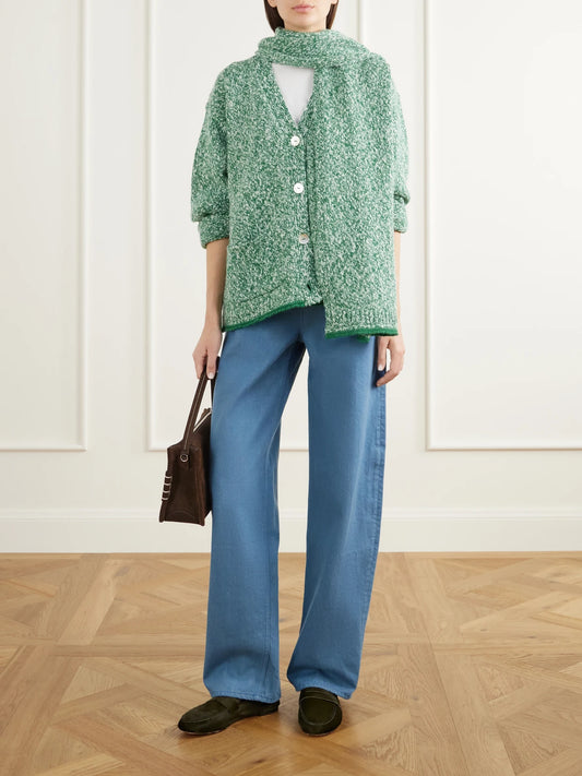 Image of Scarves & Shawls. Product name - Marled Cashmere Scarf in Green colour by brand - Calle Del Mar