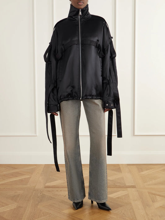 The Attico Deconstructed Satin Bomber Jacket