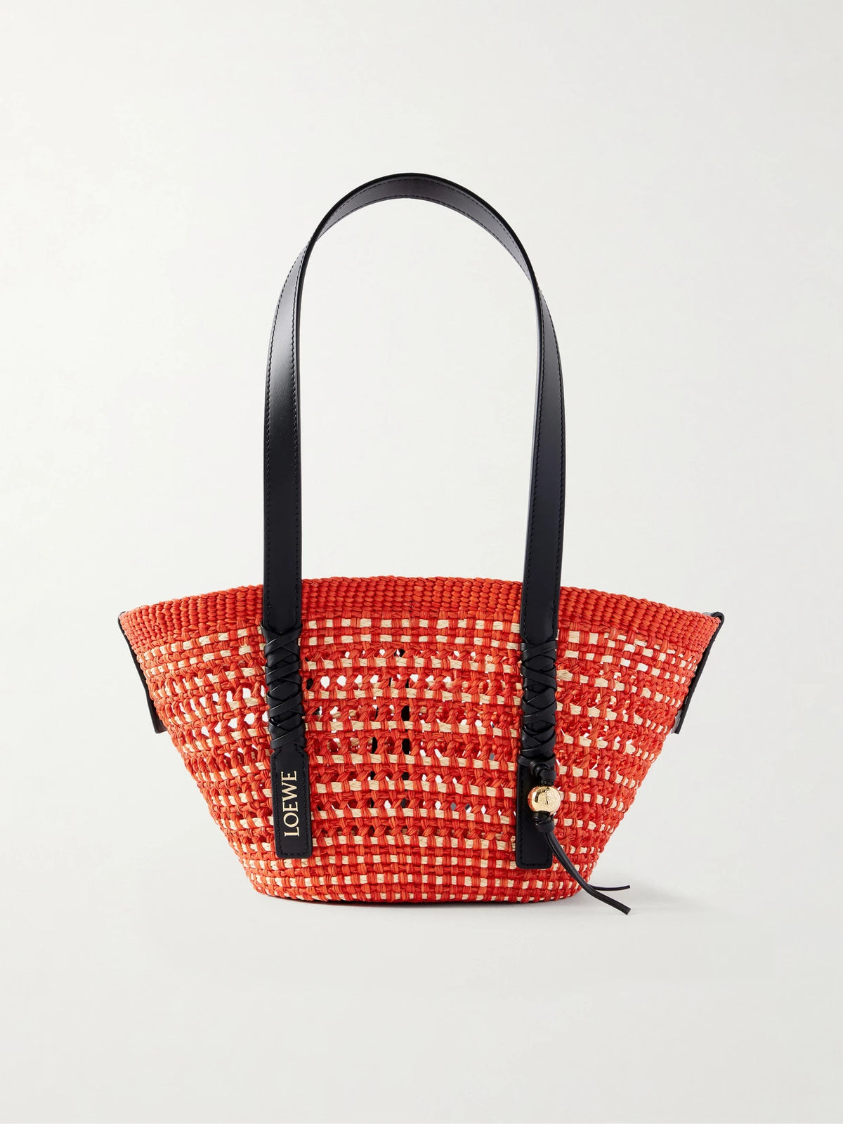 + Paula's Ibiza Braid Basket Small Leather-trimmed Raffia Shoulder Bag