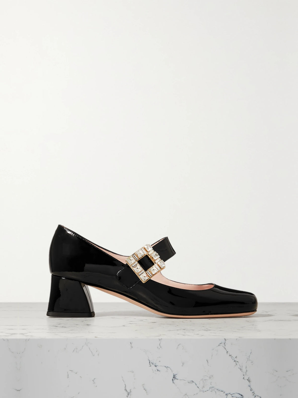 Très Vivier 45 Crystal-embellished Patent-leather Mary Jane Pumps