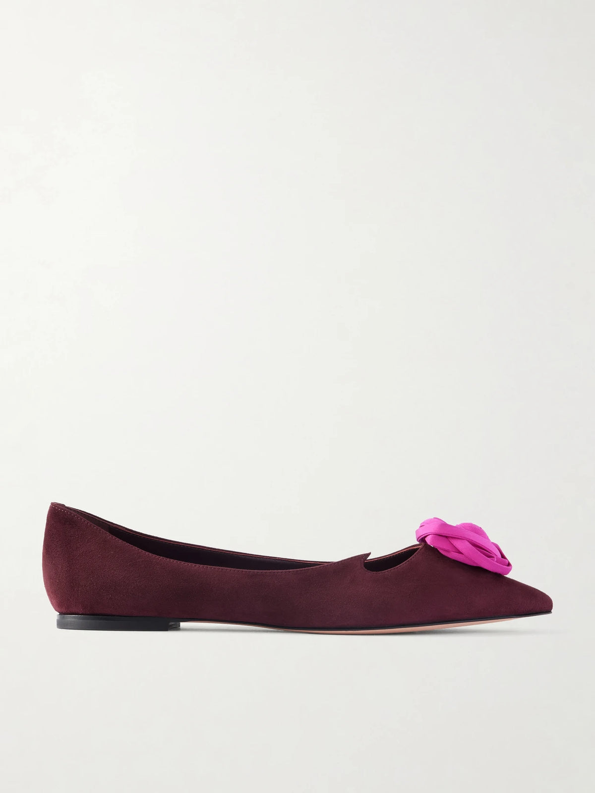 Rose Ball Embellished Suede Ballet Flats
