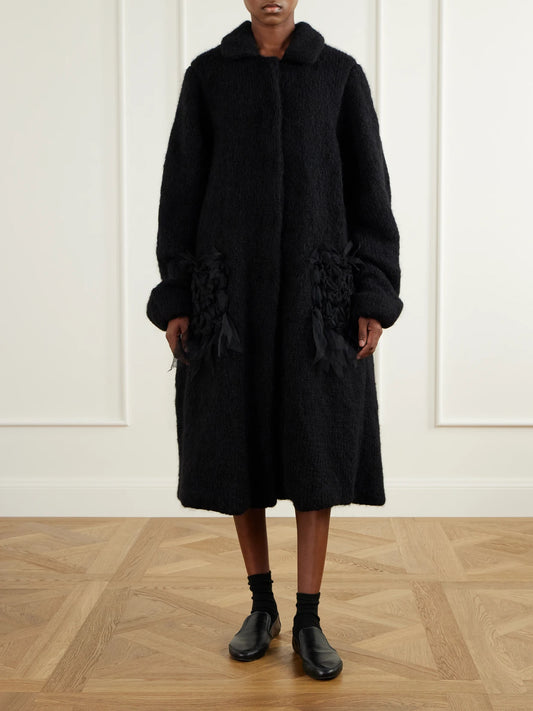 Pauline Dujancourt Annie Chiffon-trimmed Alpaca-blend Coat