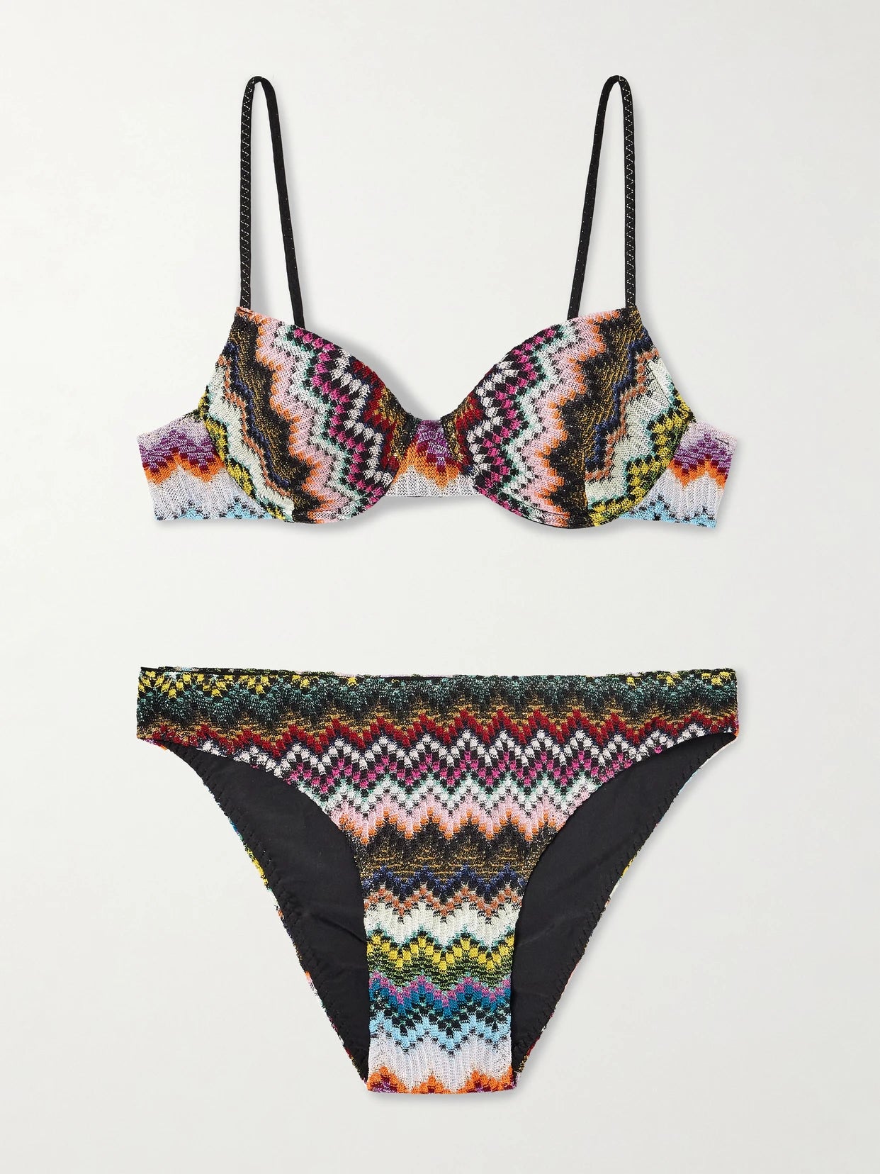 Mare Metallic Striped Crochet-knit Bikini