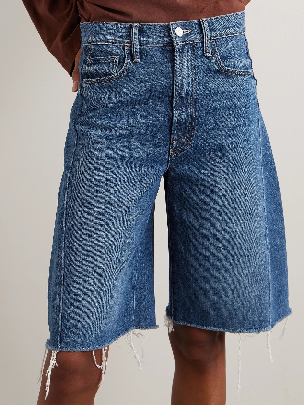 The Half Pipe Bermuda Fray Denim Shorts