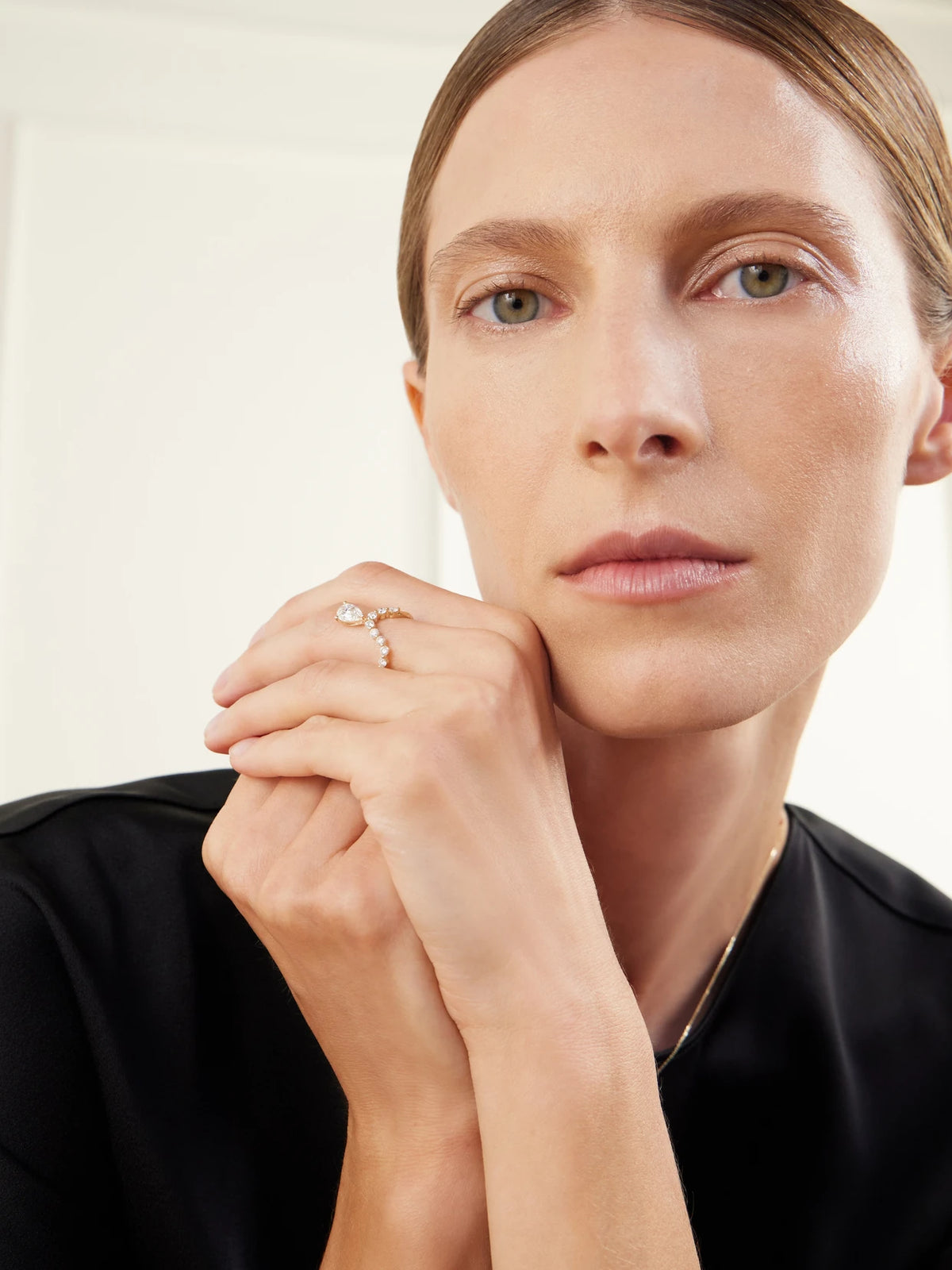 Image of Rings. Product name - Wave 9-karat Gold Diamond Ring in Multi colour by brand - Persée