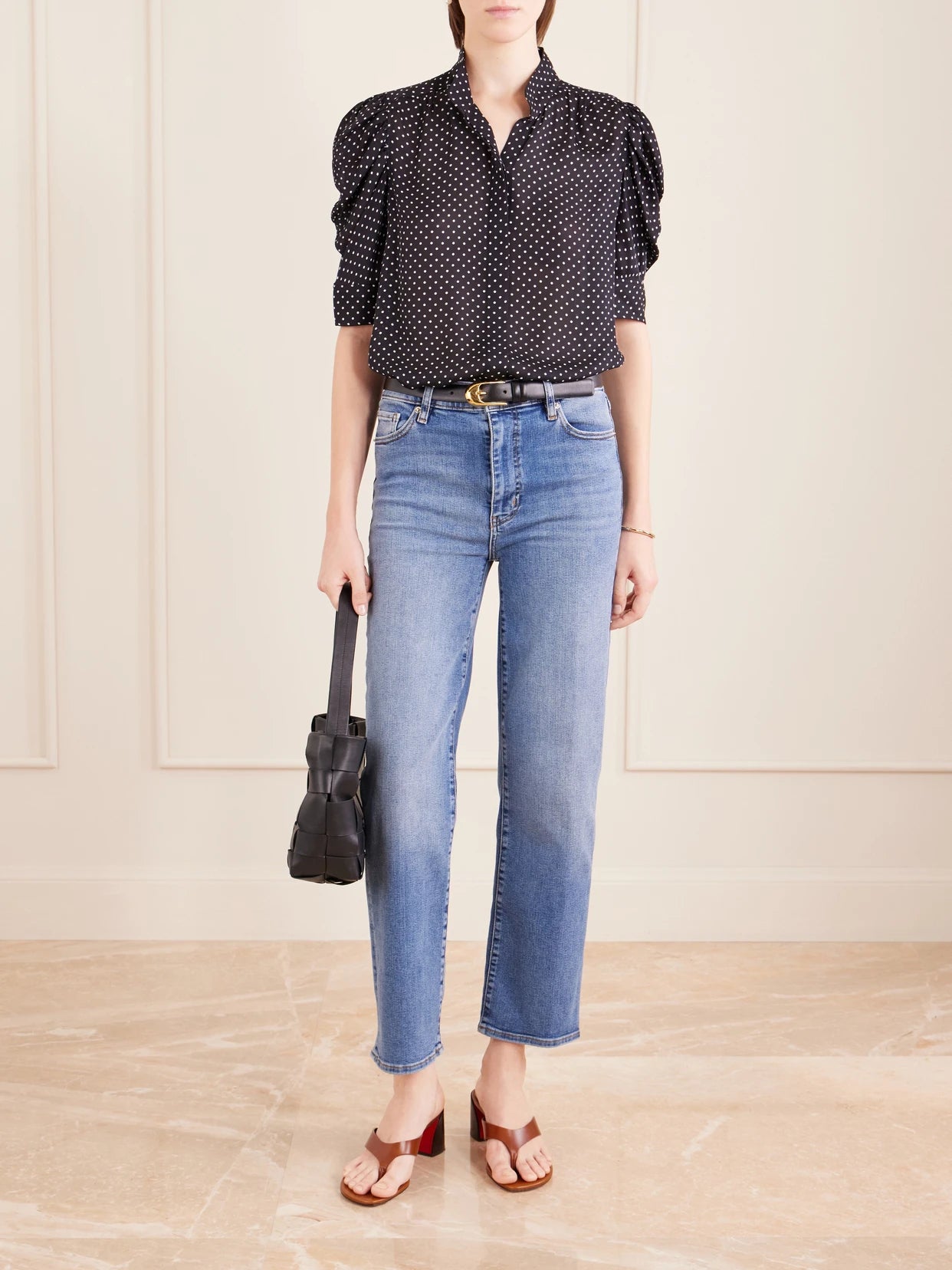 Image of Jeans. Product name - High Rise Straight High-rise Straight-leg Jeans in Blue colour by brand - FRAME