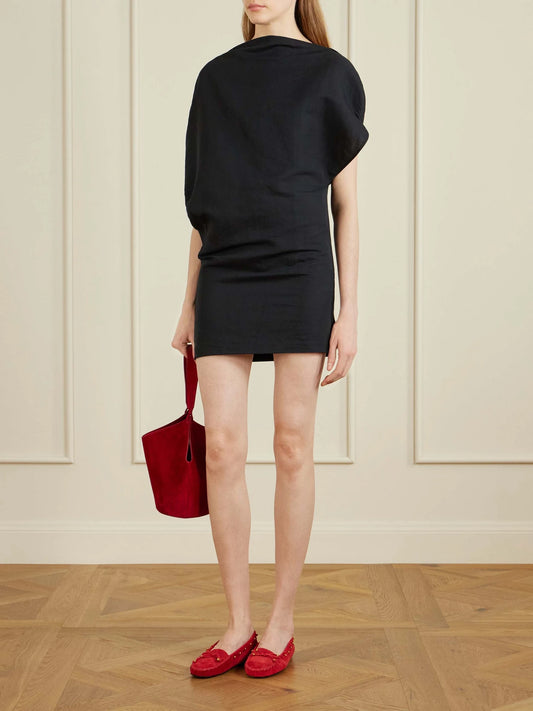 Image of Dresses. Product name - Erin Silk And Cotton-blend Organza Mini Dress in Black colour by brand - KHAITE