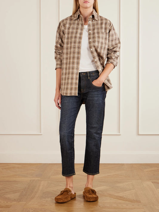 Image of Jeans. Product name - Boy Cropped High-rise Straight-leg Jeans in Dark denim colour by brand - R13