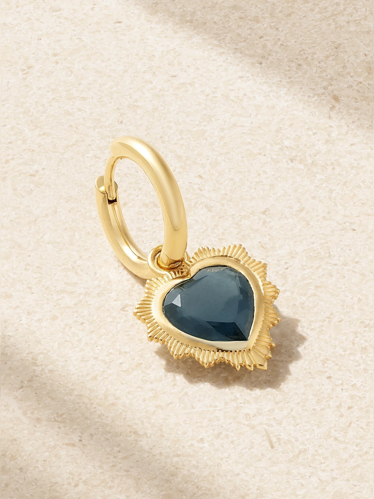 Gemstone Heart 18-karat Gold Topaz Single Hoop Earring