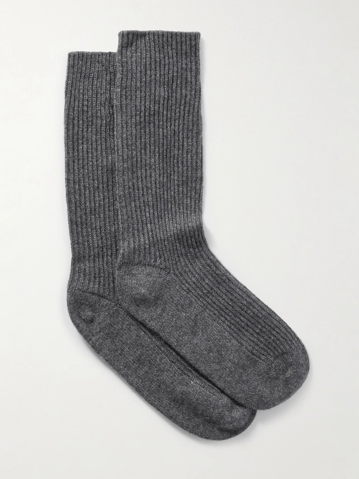 Image of Lingerie. Product name - Zera Ribbed Cashmere Socks in Gray colour by brand - LISA YANG