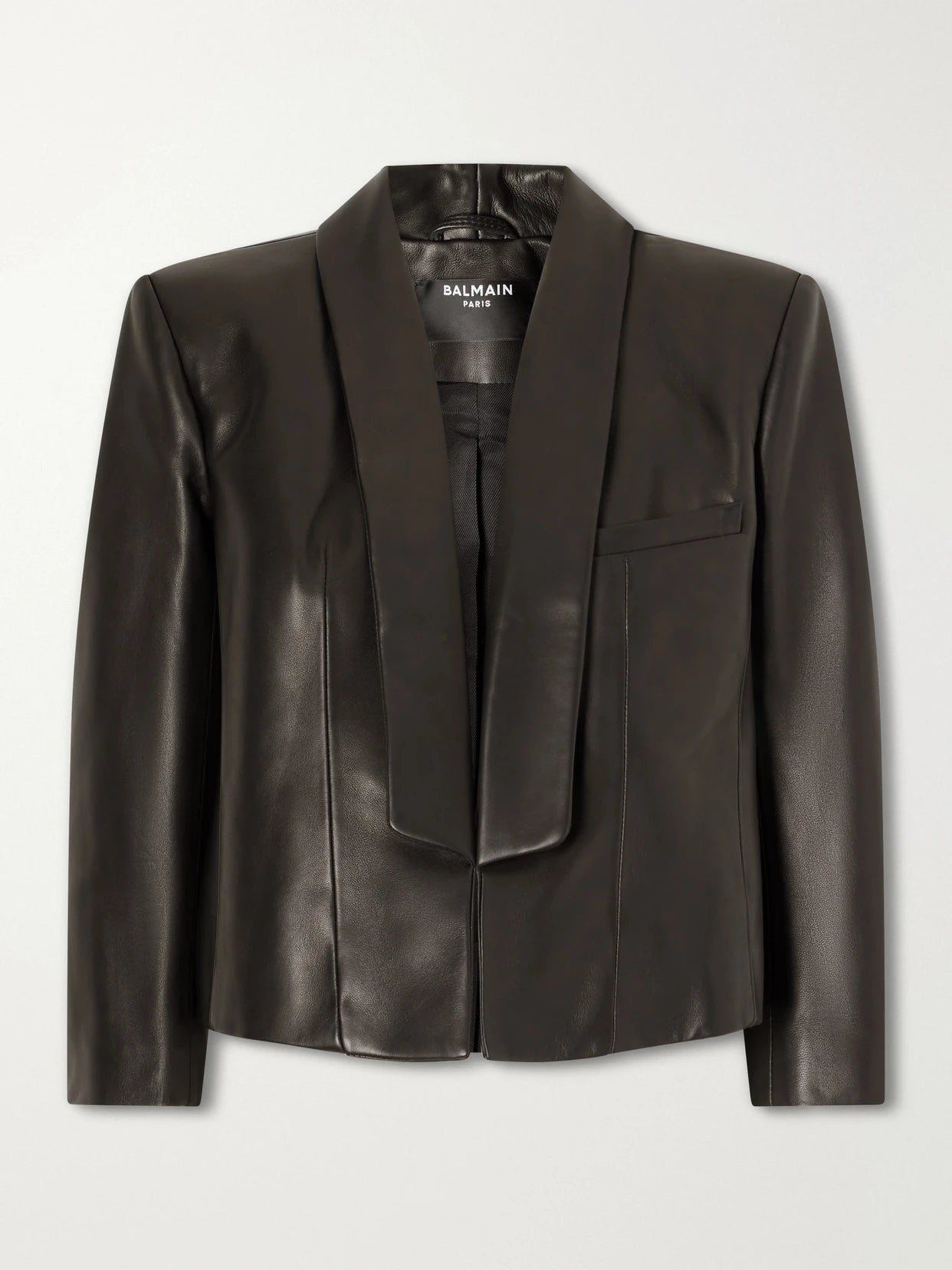 Cropped Leather Biker Jacket