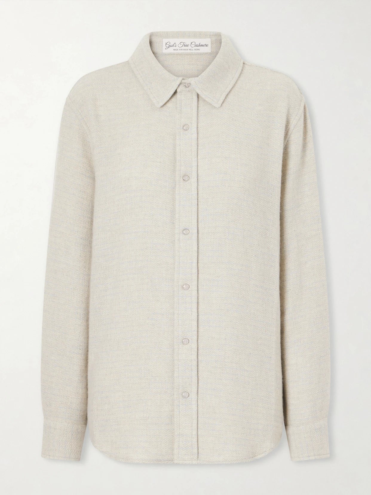Image of a model wearing Tops. Product name - Checked Cashmere Shirt in Gray colour by brand - God's True Cashmere