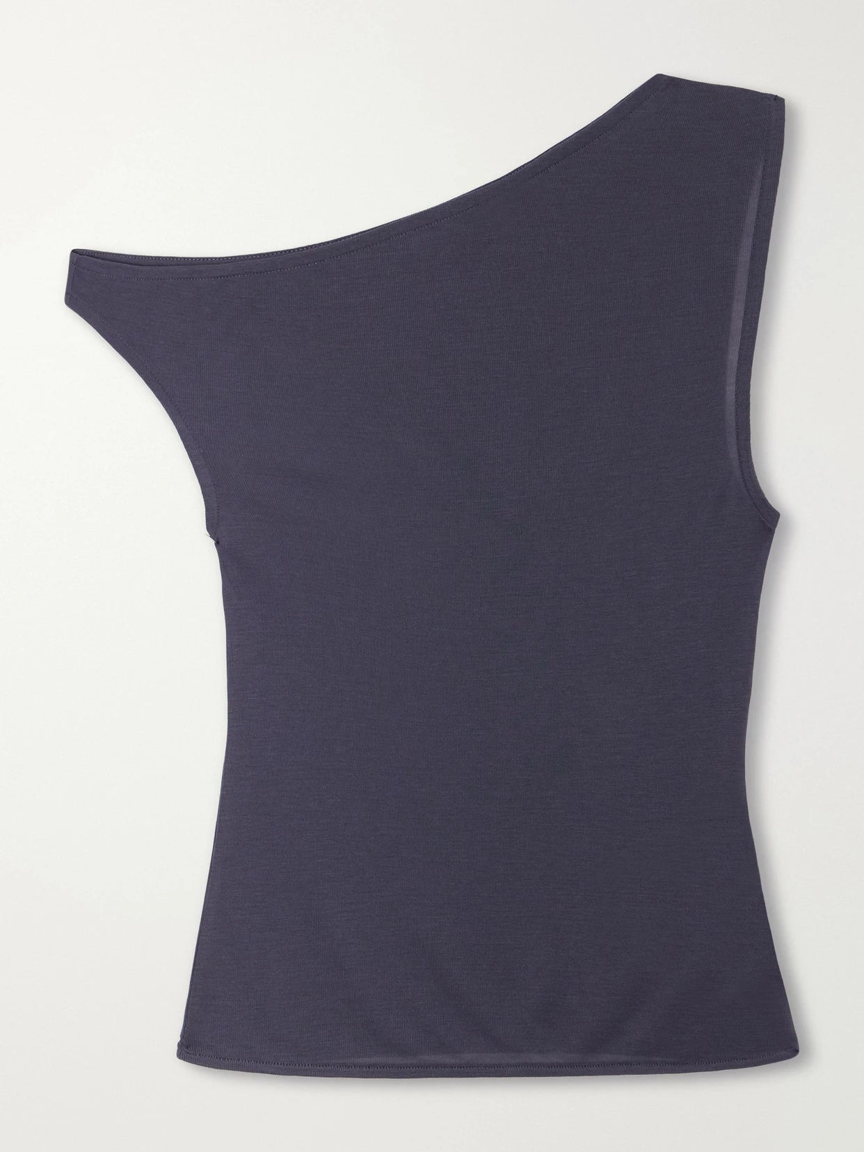Image of a model wearing Tops. Product name - Off-the-shoulder Tencel Lyocell Top in Blue colour by brand - ST. AGNI