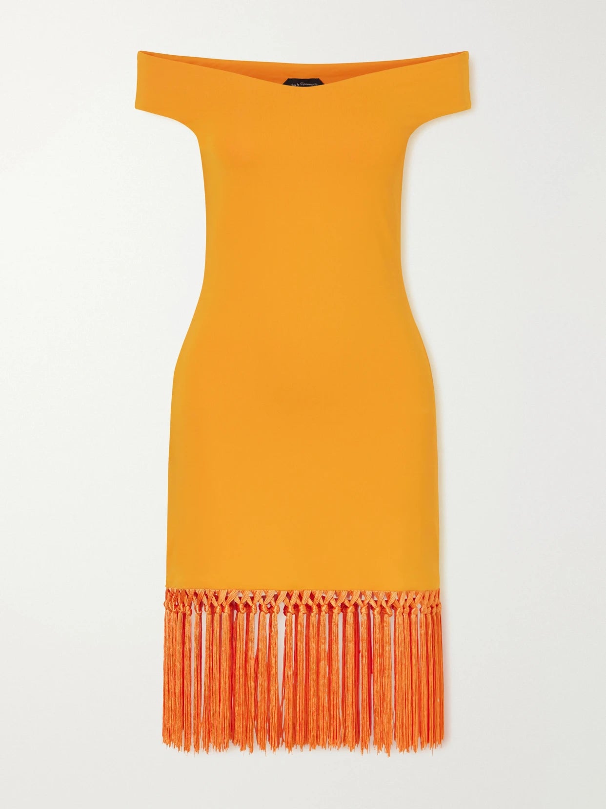 Romy Off-the-shoulder Fringed Jersey Mini Dress
