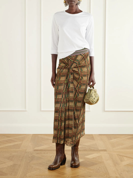 Image of Boots. Product name - Leather Knee Boots in Dark brown colour by brand - Dries Van Noten