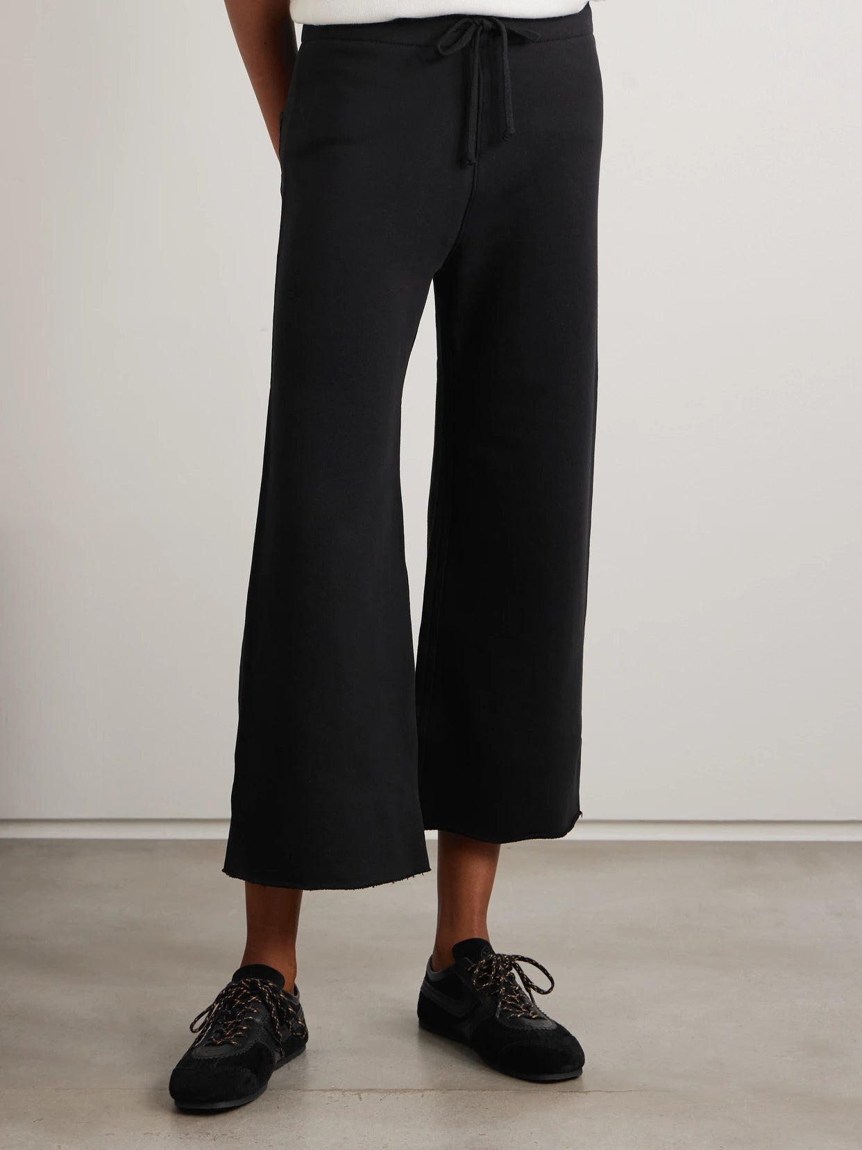 Kiki Cropped Voile-trimmed Cotton-jersey Track Pants