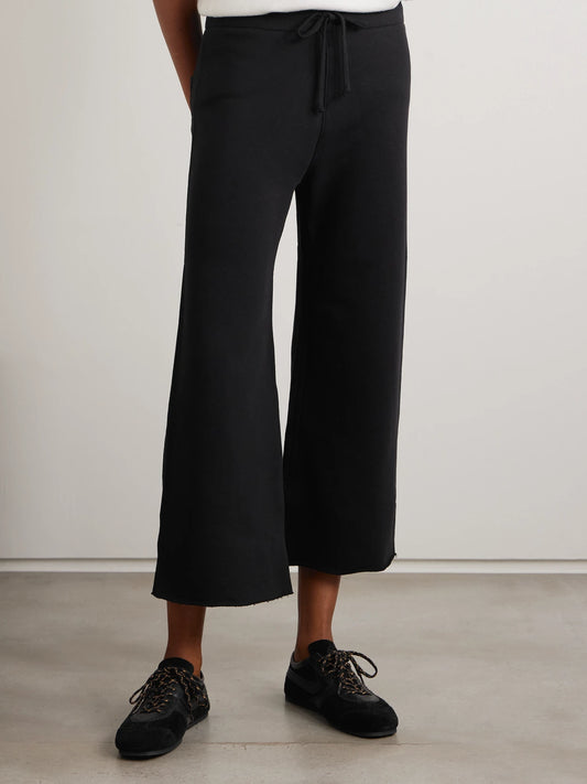 Kiki Cropped Voile-trimmed Cotton-jersey Track Pants