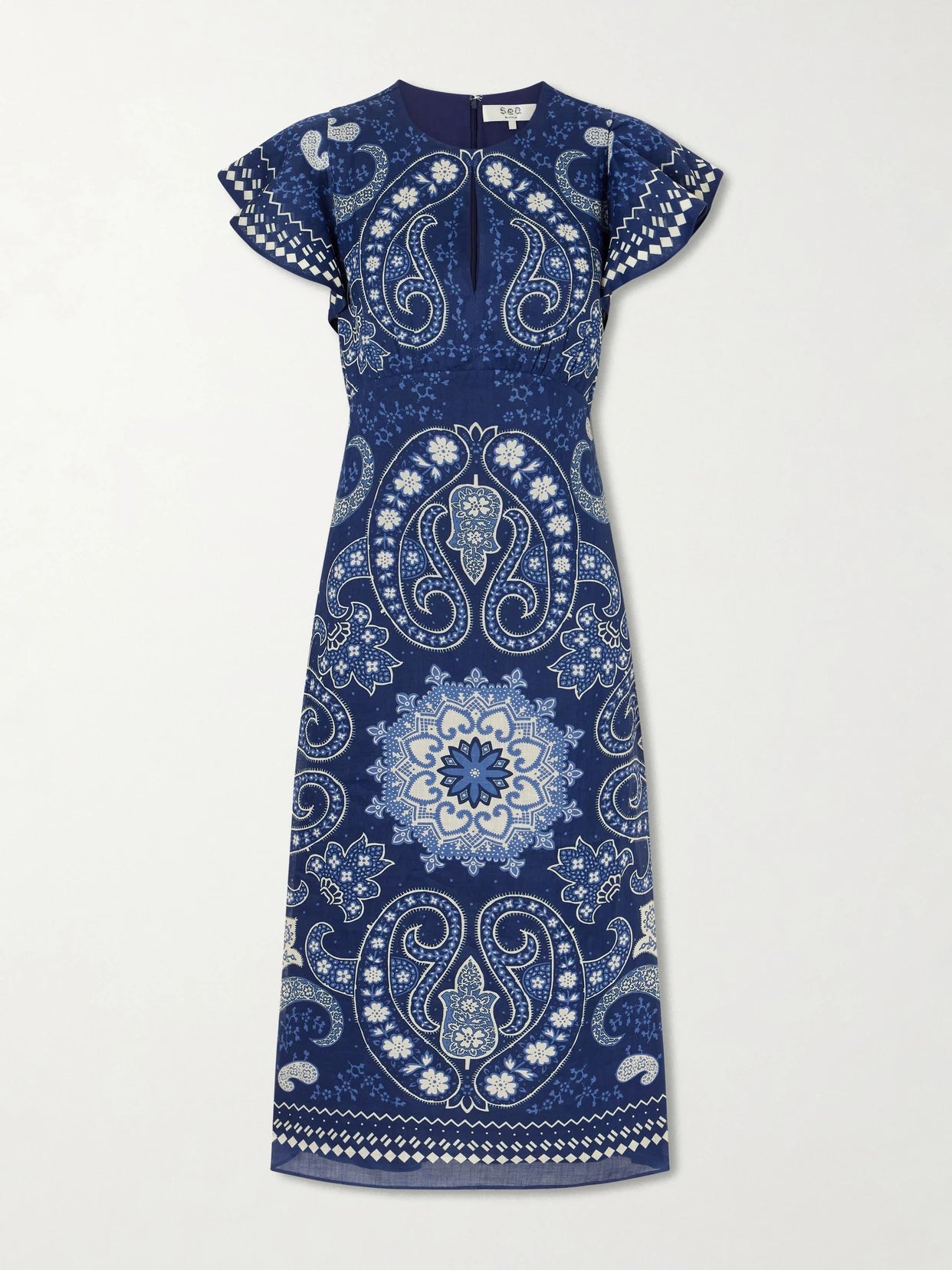 Emelina Paisley-printed Ramie Midi Dress