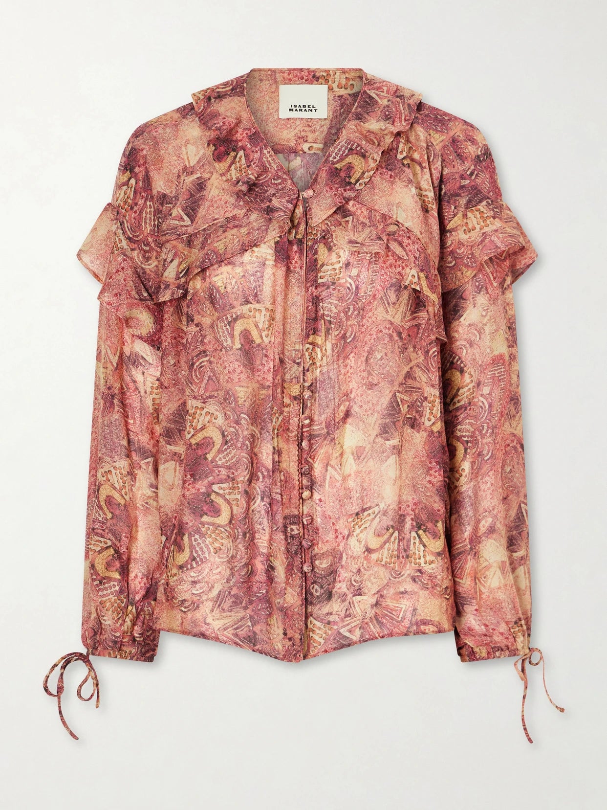 Image of Blouses. Product name - Charis Silk-chiffon Blouse in Pink colour by brand - ISABEL MARANT