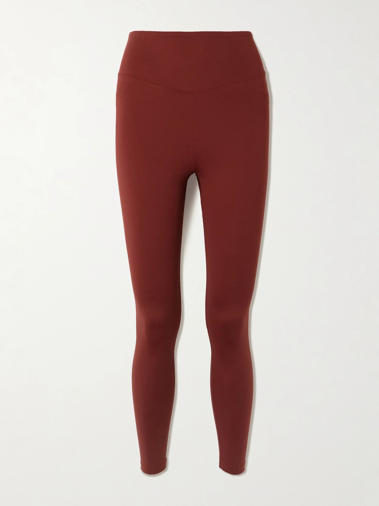 Image of a model wearing Pants. Product name - Bille Embroidered Stretch-jersey Leggings in Burgundy colour by brand - Eres