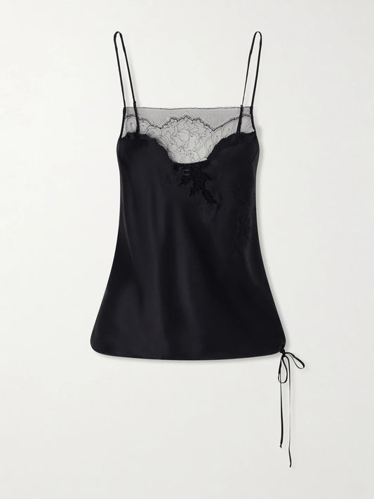 Carine Gilson Lace-trimmed Silk-satin Cami