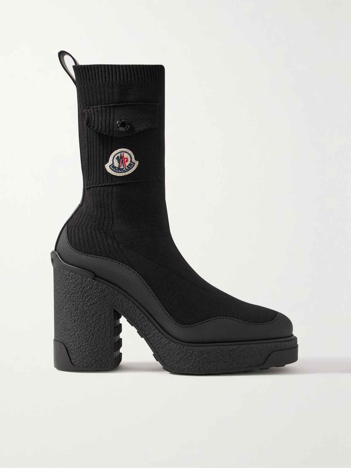 Splora Leather And Rubber-trimmed Ribbed Stretch-knit Ankle Boots