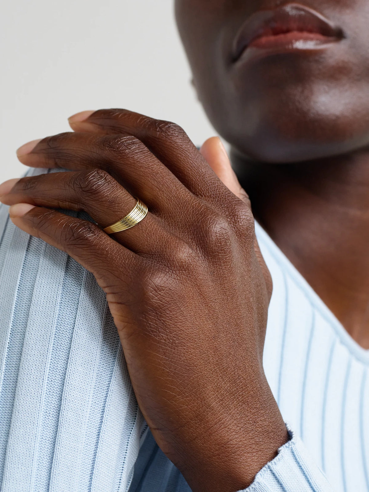 Image of Rings. Product name - Stream Lines Wave 18-karat Gold Ring in Multi colour by brand - Fernando Jorge