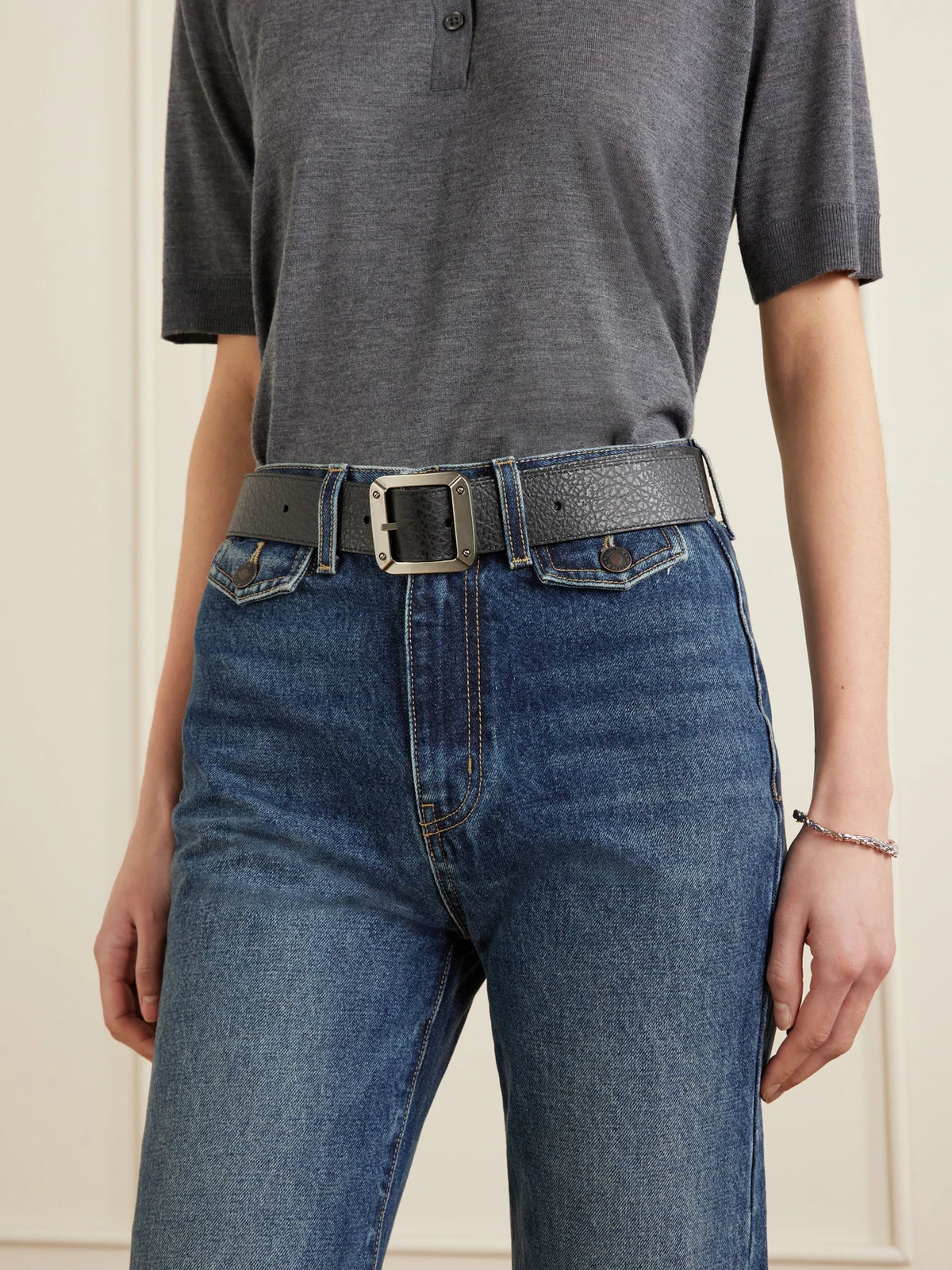 Image of Belts. Product name - Reversible Leather Belt in Brown colour by brand - Acne Studios