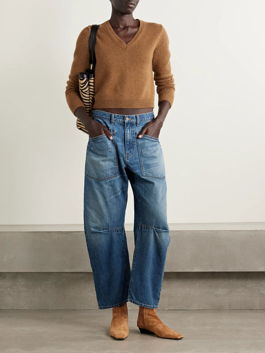 Shon High-rise Barrel-leg Jeans