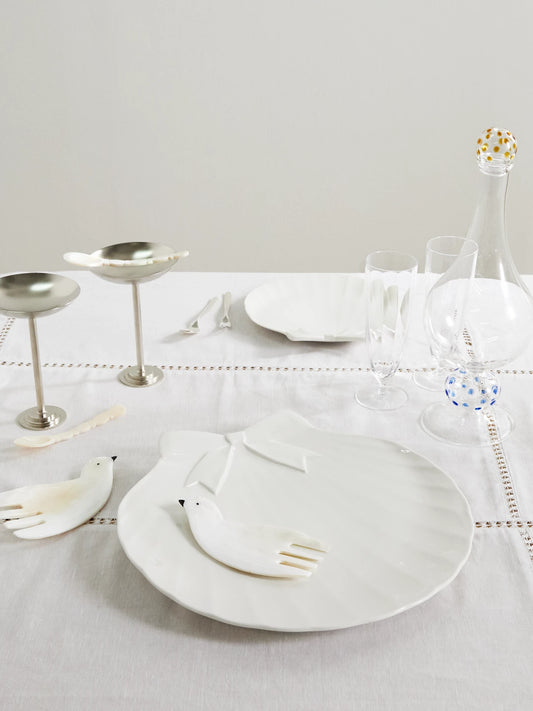Image of Tableware. Product name - Sadaf Large Porcelain Serving Plate in Off-white colour by brand - Gohar World