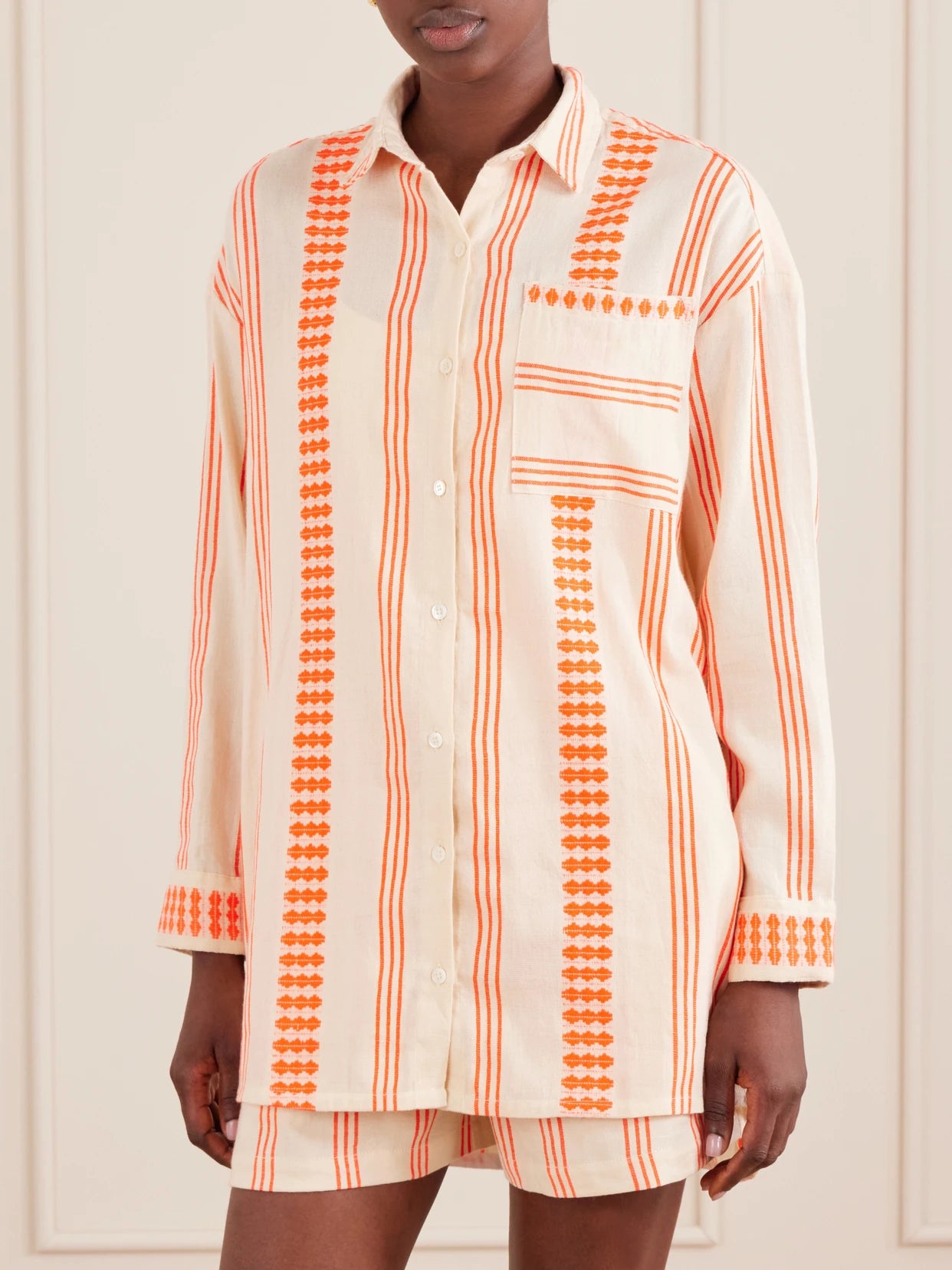 Mariam Asymmetric Striped Cotton-blend Shirt