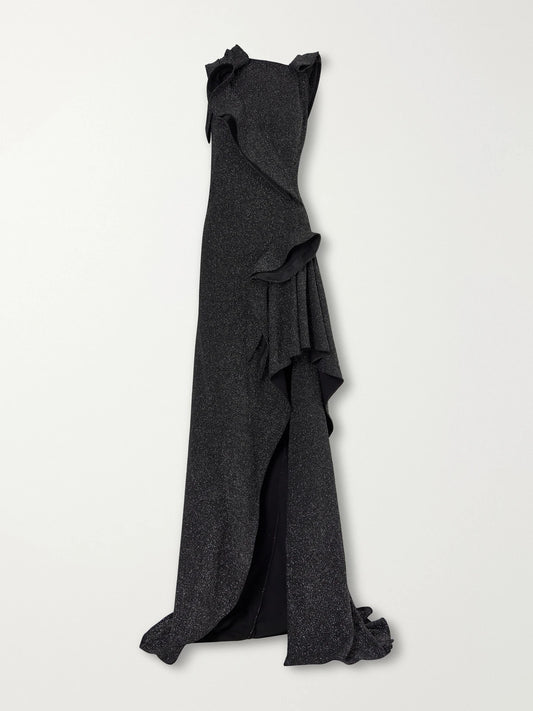 Maticevski Flashpoint Asymmetric Ruffled Lurex Gown