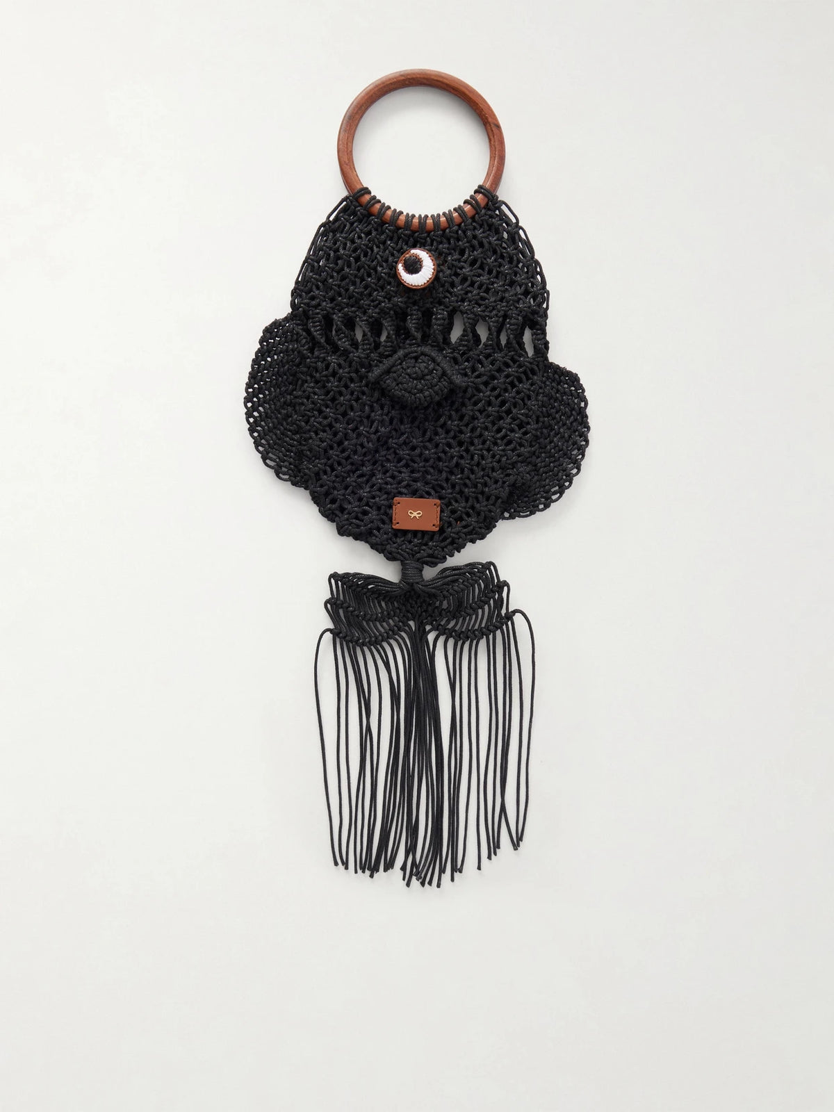 Macrame Leather-trimmed Cotton Clutch