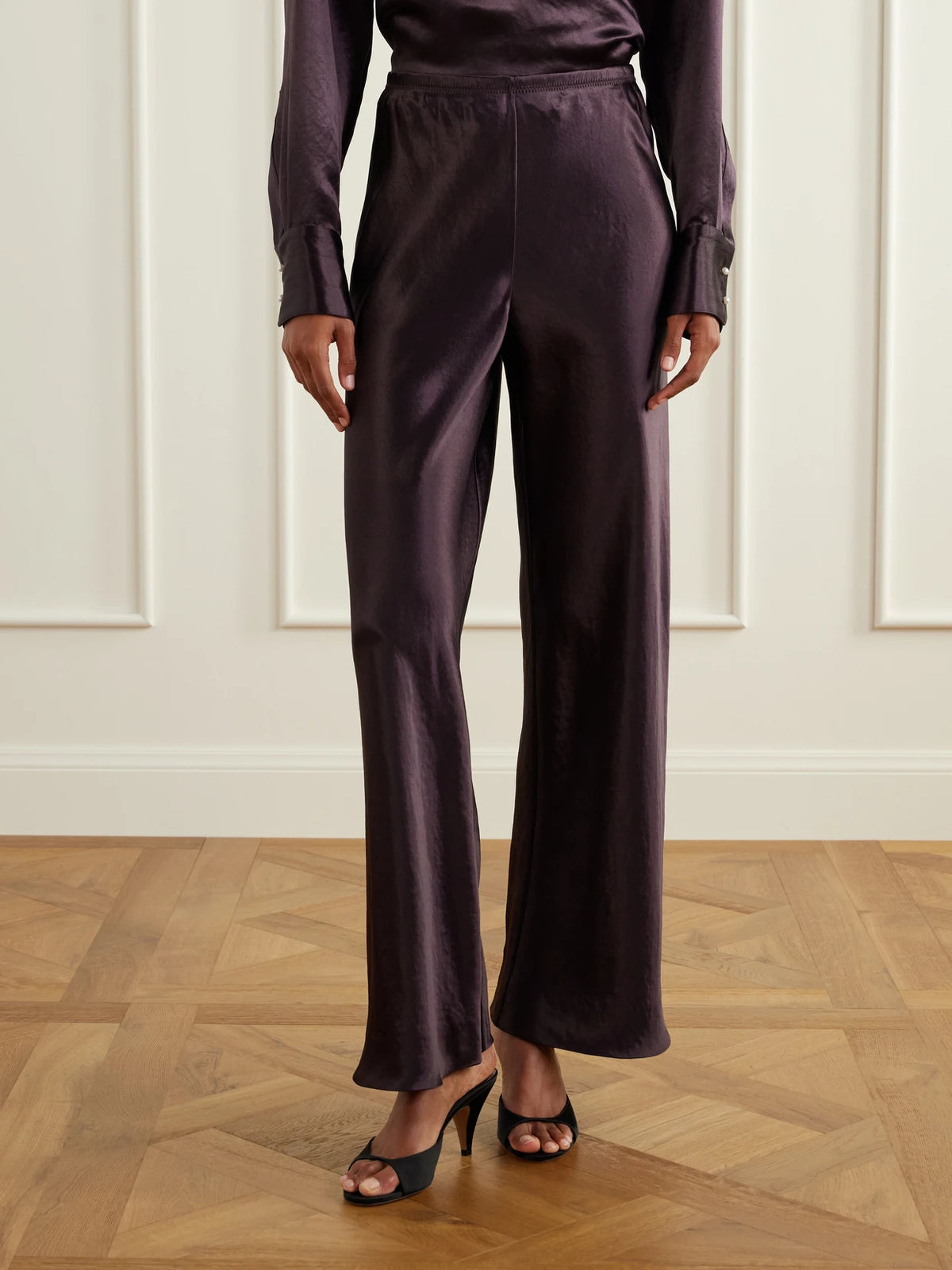 Maria McManus Satin Straight-leg Pants