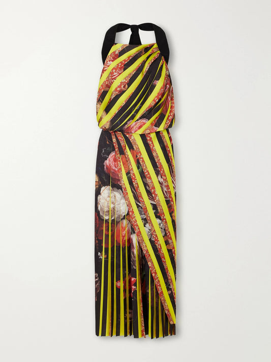 Dries Van Noten Printed Satin Maxi Dress