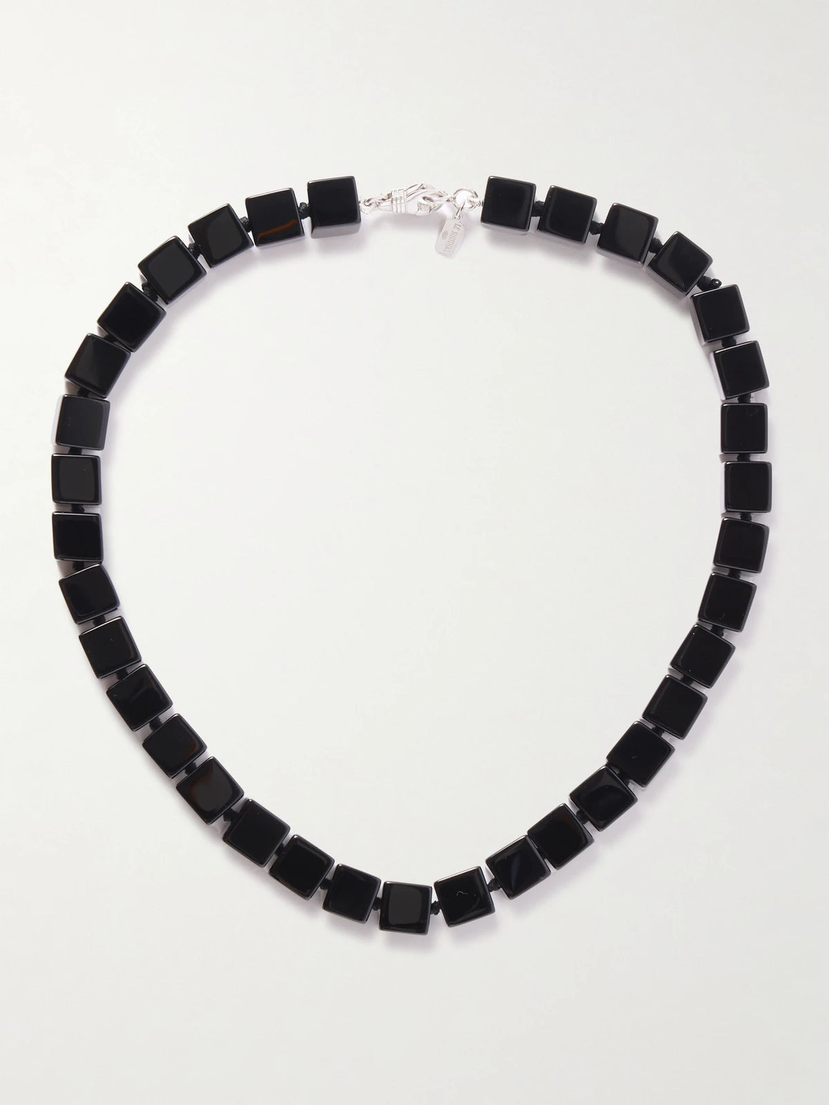 Tube Onyx And Silver Collar