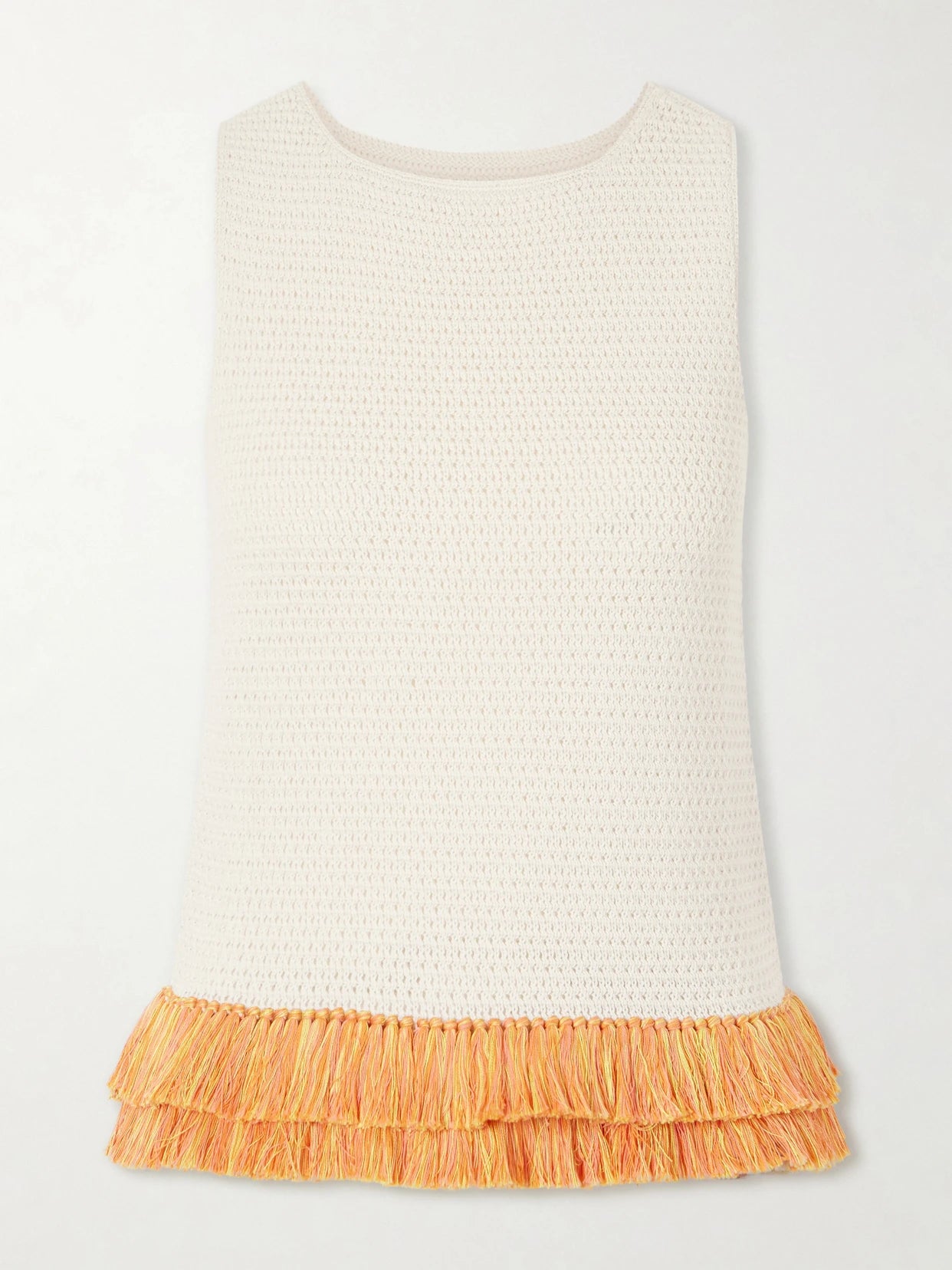 Amada Fringed Crocheted Cotton Tank