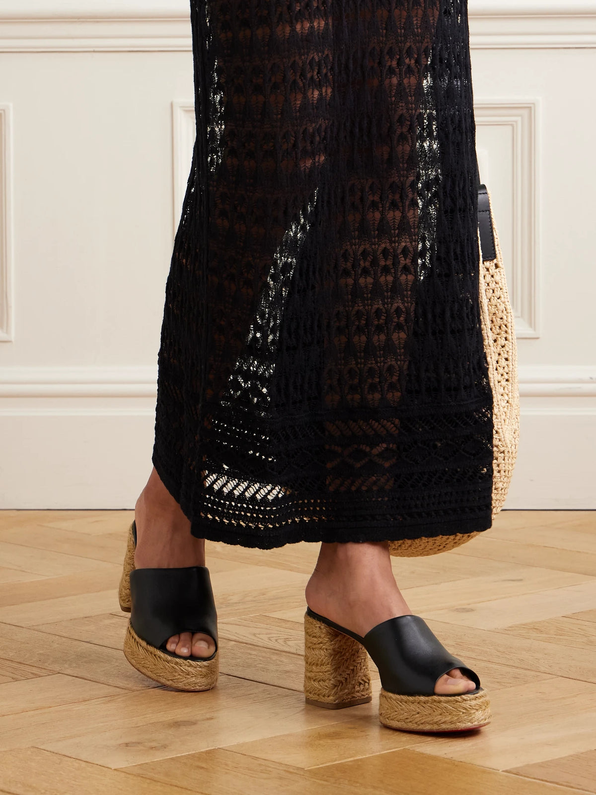 Calakala 85 Leather Espadrille Platform Mules