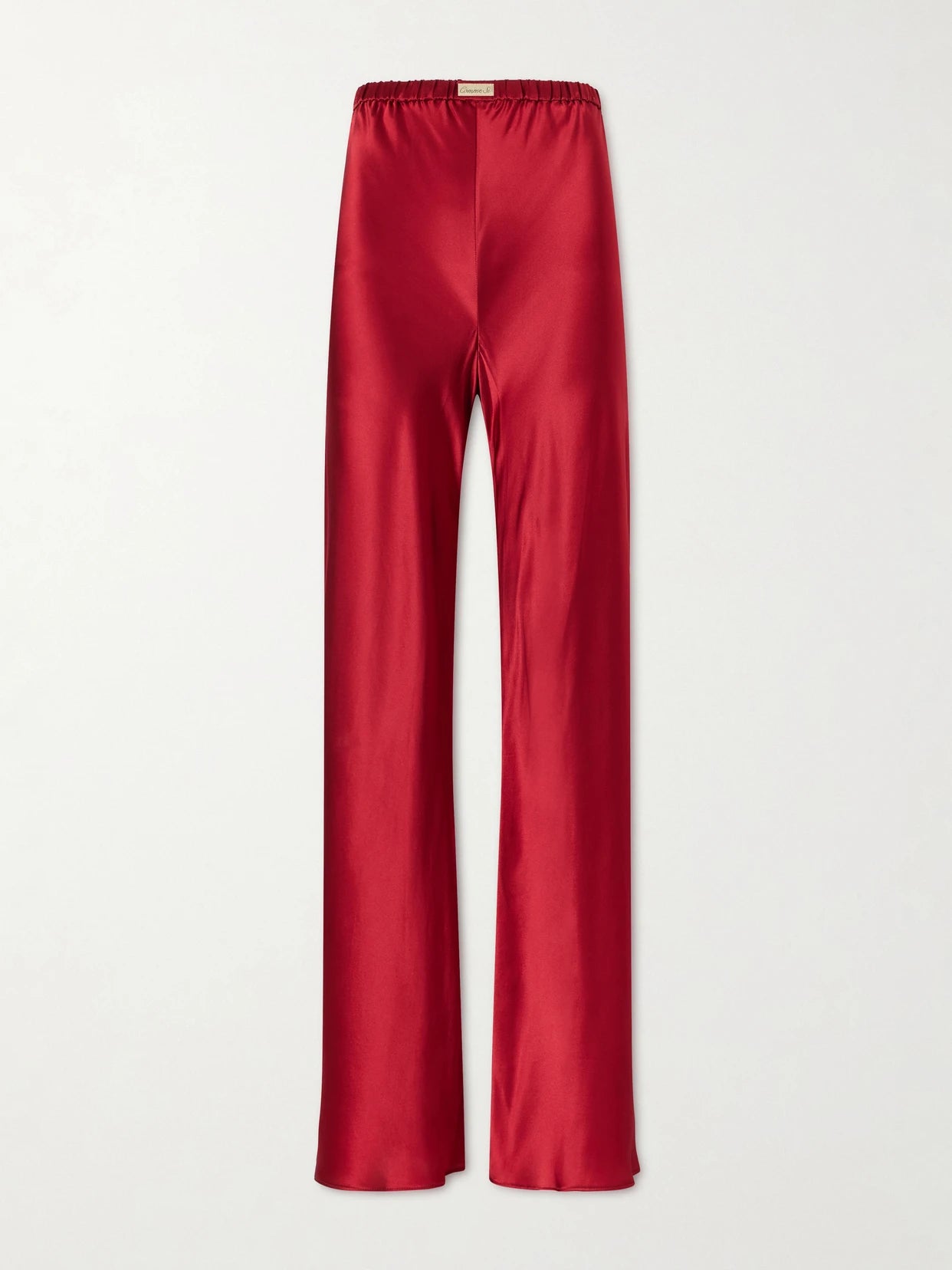 Image of a model wearing Pants. Product name - Silk-bias Pants in Red colour by brand - Comme Si