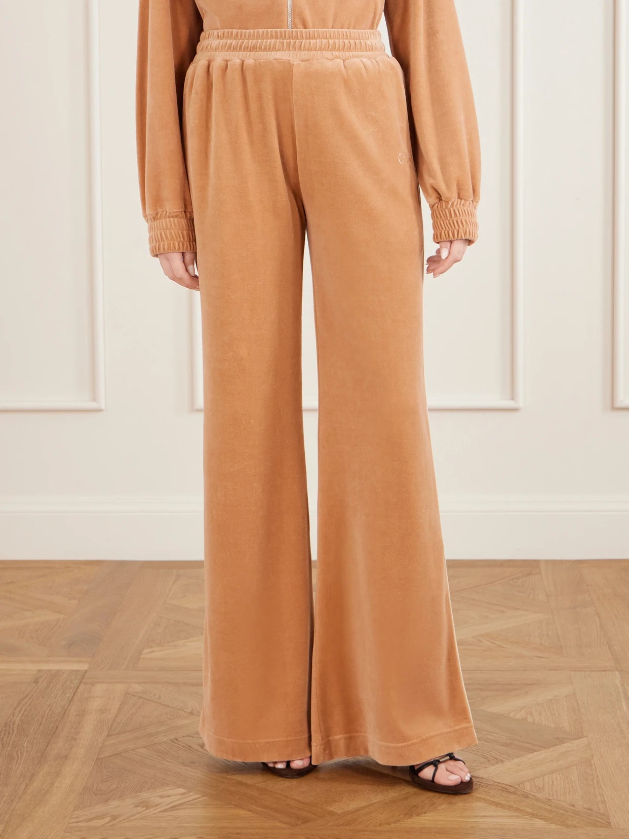 Wide-leg Cotton-blend Velvet Pants