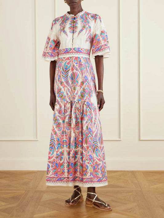 Image of Dresses. Product name - Printed Cotton-poplin Maxi Dress in Multi colour by brand - Etro