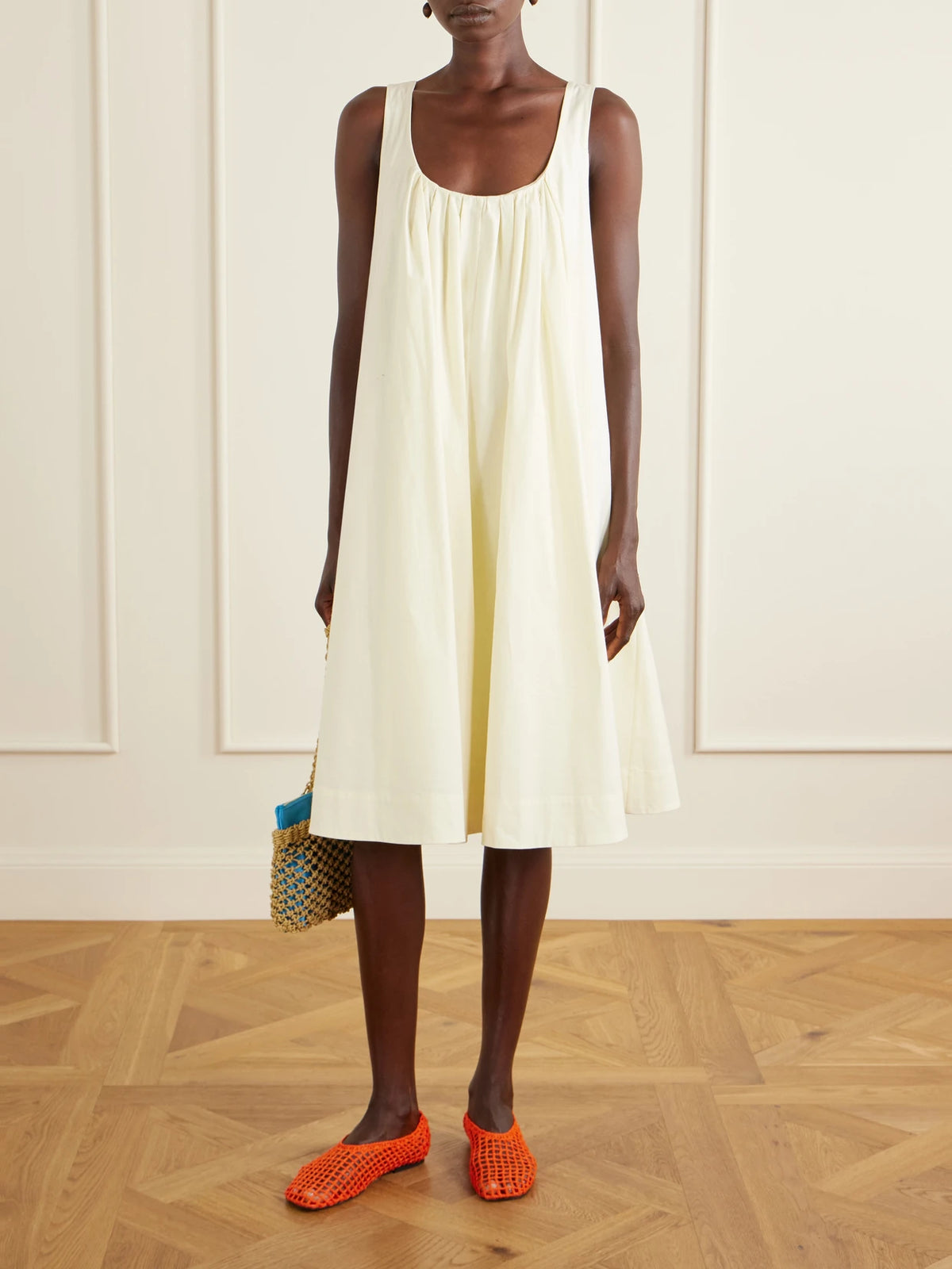 Image of Flats. Product name - Slant Crocheted Ballet Flats in Orange colour by brand - Proenza Schouler