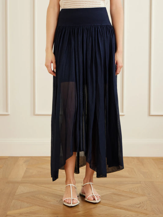 Maria McManus Asymmetrical Plissé Midi Skirt