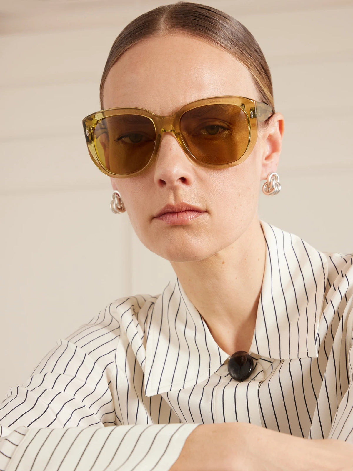 Image of Sunglasses. Product name - Roxy Oversized Round-frame Acetate Sunglasses in Green colour by brand - Jacques Marie Mage