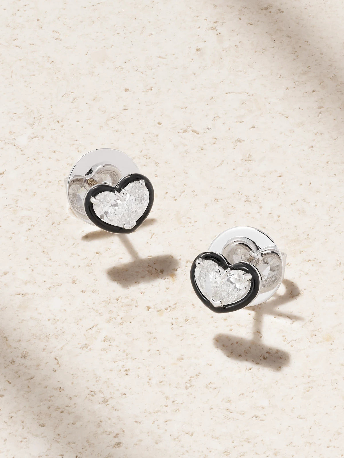 Heartbeats 18-karat White Gold, Diamond And Enamel Earrings