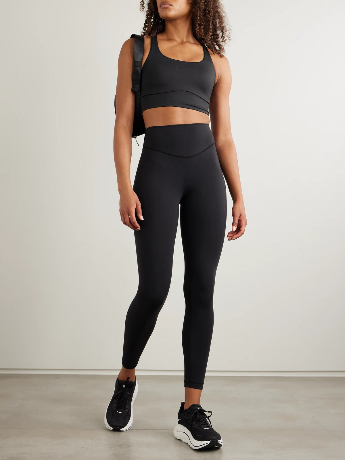 Image of Activewear. Product name - Energy Longline Recycled-luxtreme Sports Bra in Black colour by brand - lululemon