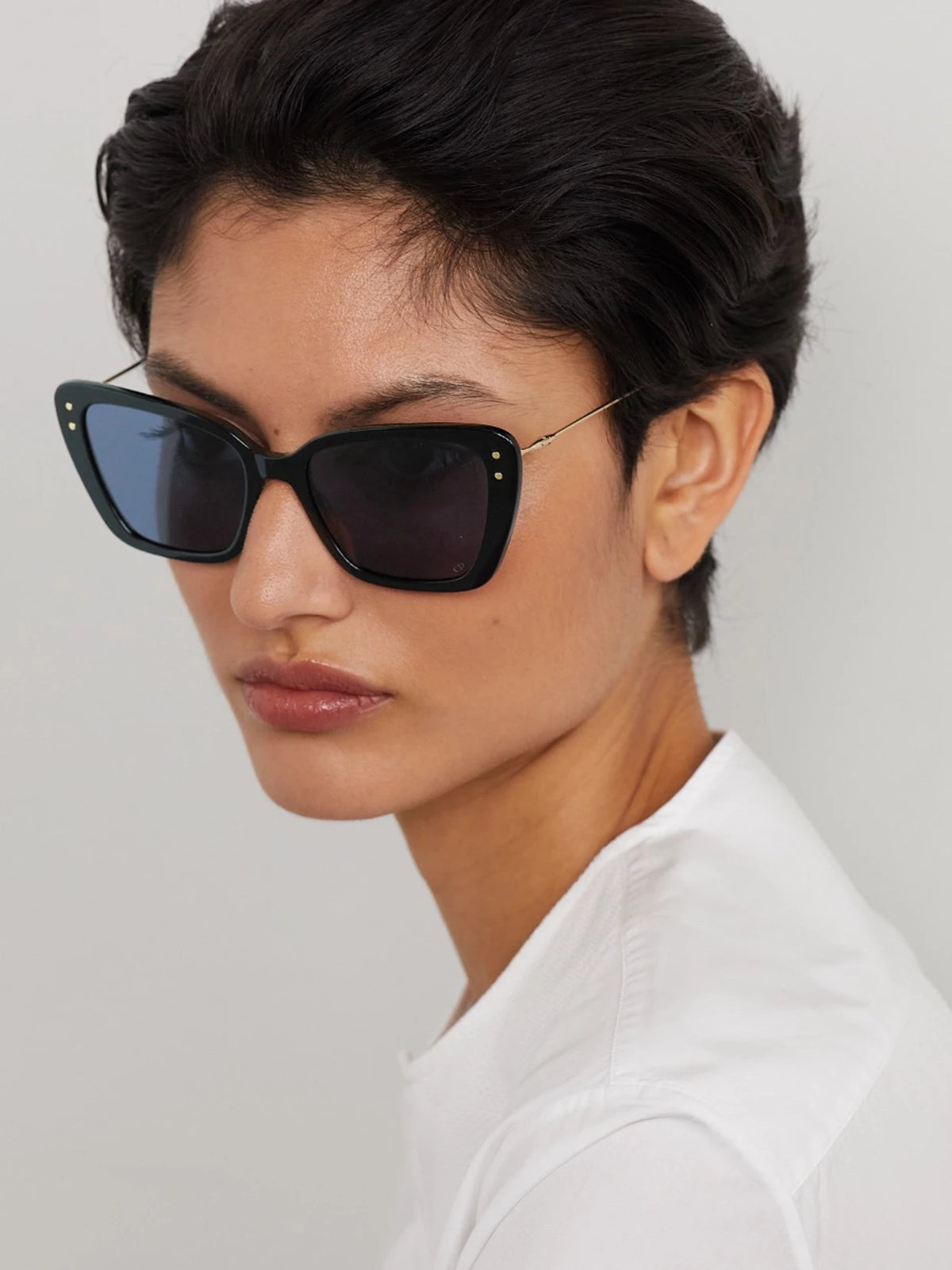 Image of Sunglasses. Product name - Missdior B5i Cat-eye Acetate And Gold-tone Sunglasses in Black colour by brand - DIOR Eyewear