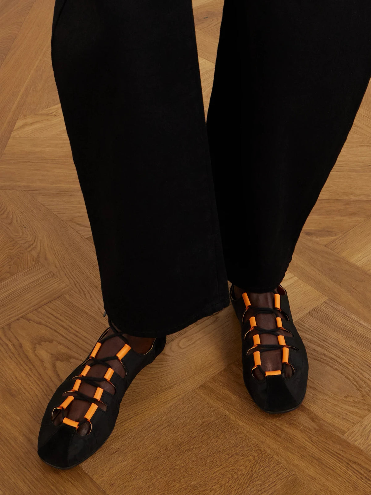 Suede-trimmed Shell Ballet Flats
