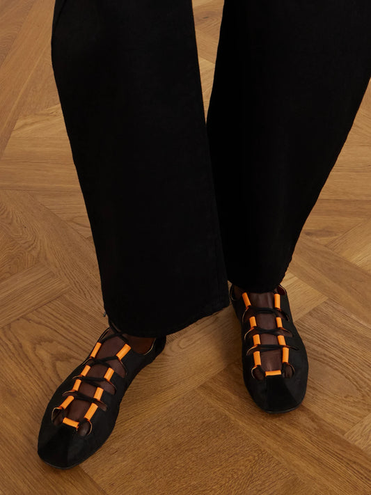 Suede-trimmed Shell Ballet Flats