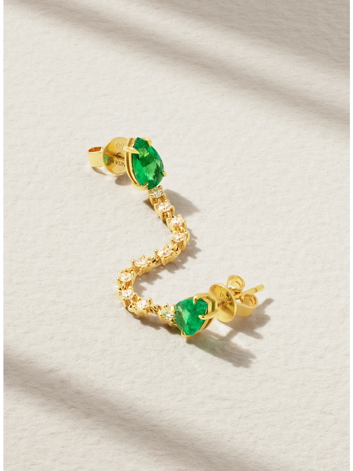 Loop 18-karat Gold, Emerald And Diamond Single Earring